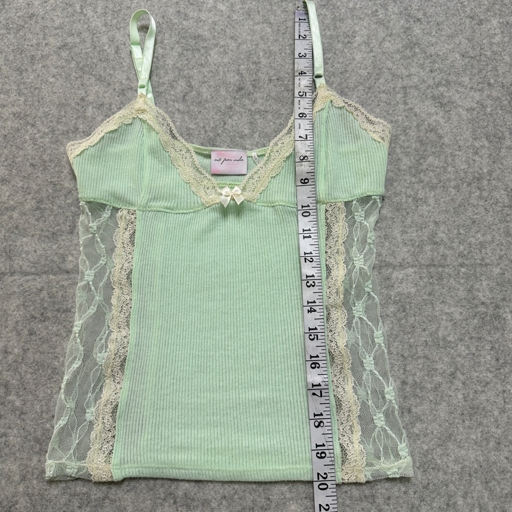 Out From Under Lace Trim Ribbed Cami Top XS Coquette Balletcore Fairycore Soft - Picture 7 of 12